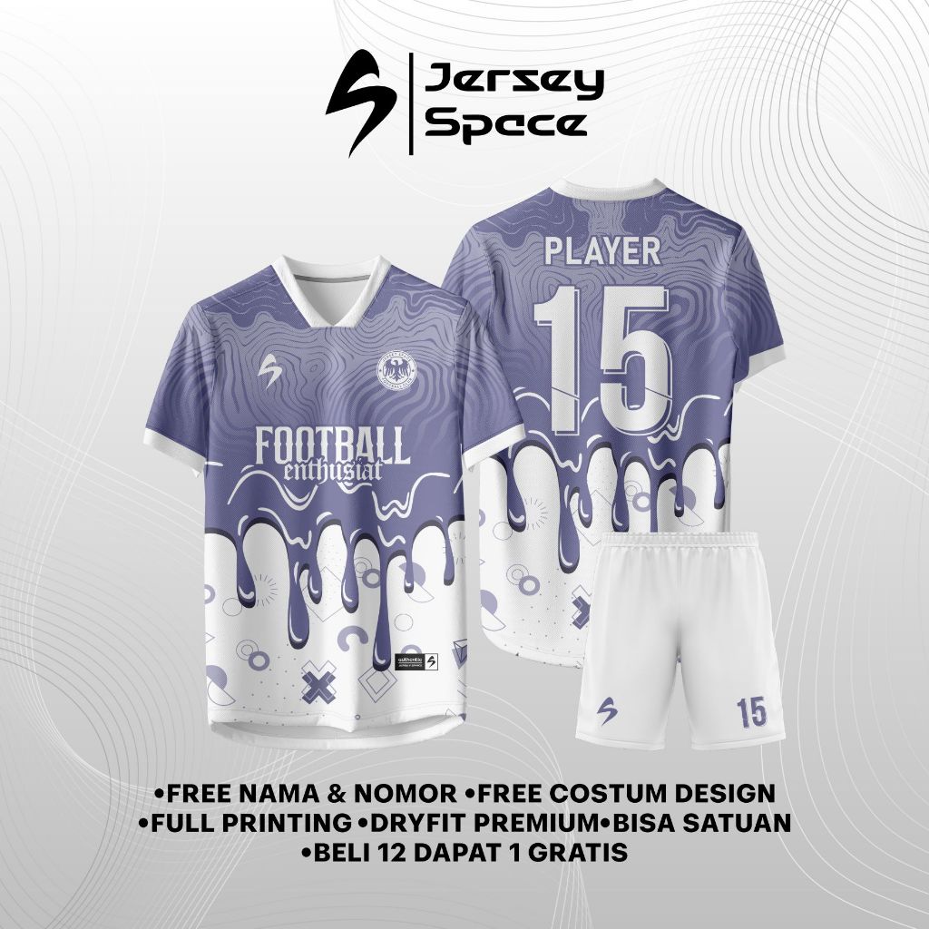 JS62 - Jersey Futsal Sepakbola Costum Design Logo Nama Nomor dan Sponsor Full Printing