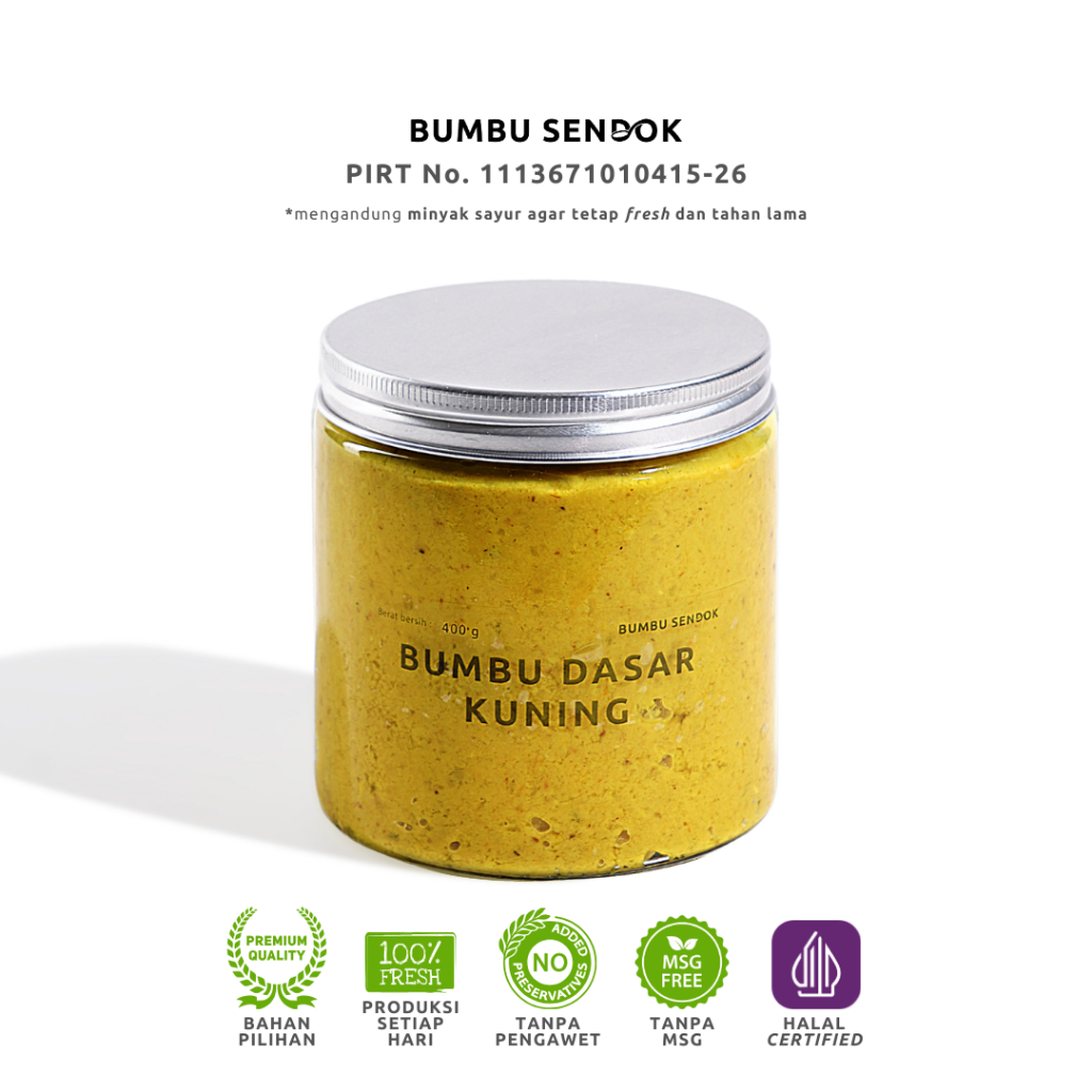 

Bumbu Dasar Kuning 400g --- BUMBU SENDOK Halus Dapur Instan Masak Homemade Basah Tanpa MSG Lengkap Komplit Giling MPASI Putih Merah Bombay Kating Brebes Baceman Cepat Saji Favorit Premium Soto Nasi Pesmol Bakar Ayam Ikan Opor Ungkep Laksa Goreng Gulai