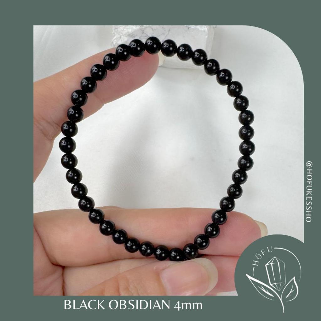 Gelang Batu Alam Black Obsidian Natural Crystal Bracelet