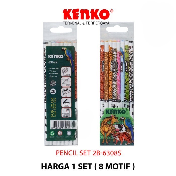 

Pencil Pensil Set KENKO 2B-6308S Motif Animal