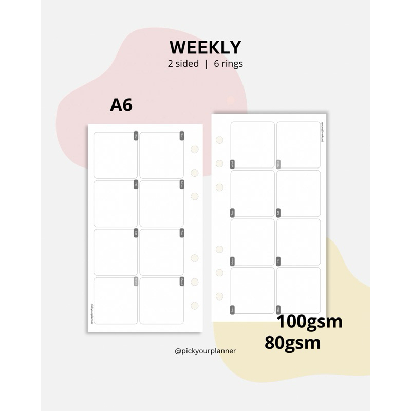 

A6 weekly planner refill binder