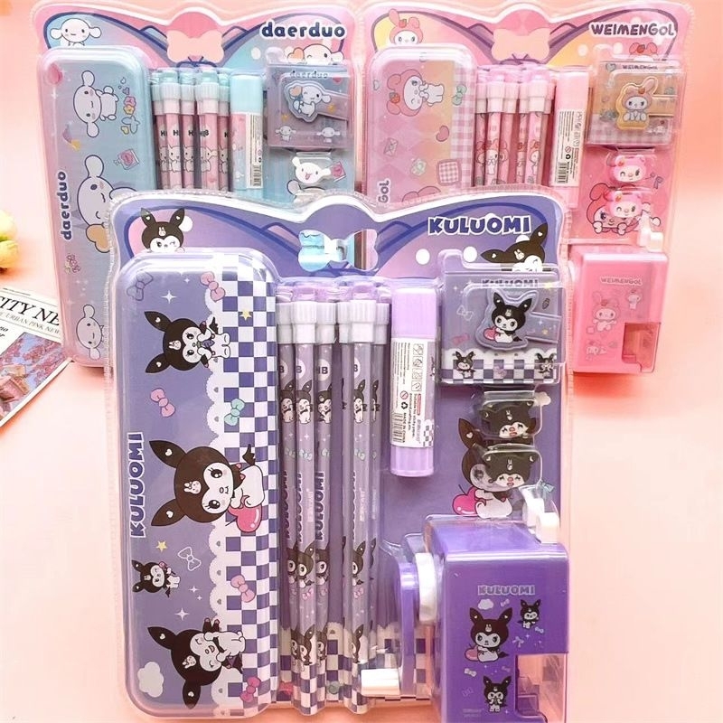 

Alat Tulis Anak Set kotak pensil Kuromi Cinnamoroll Melody/ Stationery Sekolah/ Goodie Bag Anak