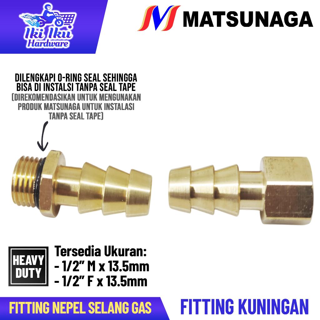 Matsunaga Nepel Selang Kuningan 1/4 Inch