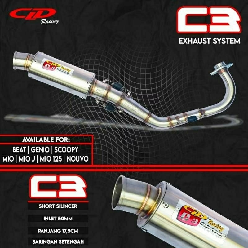 KNALPOT CLD RACING C3 BULAT,OVAL  MIO KARBU,MIO J,MIO M3,BEAT KARBU,SCOOPY KARBU,BEAT/SCOOPY FI VARI