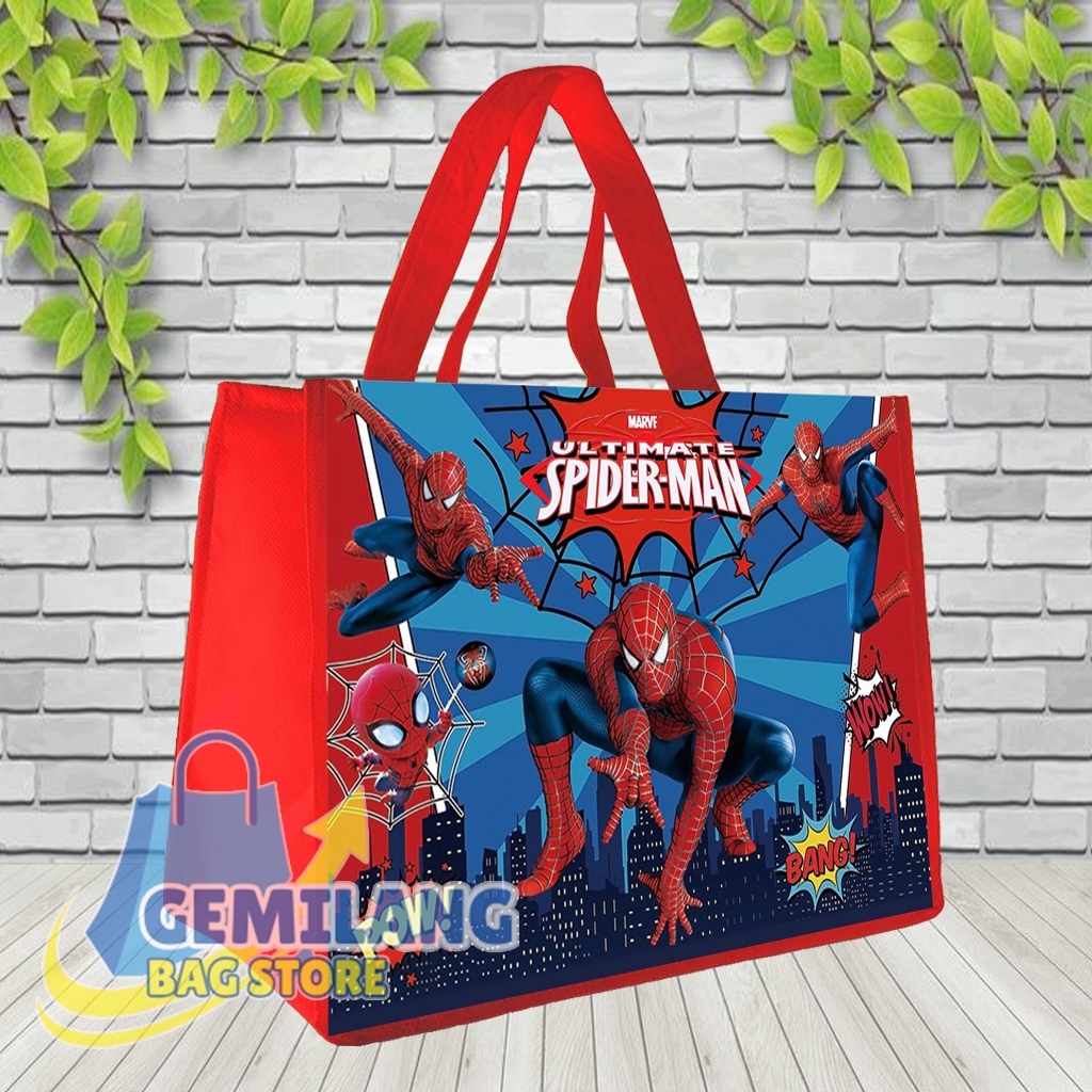 

READY STOK Tas Ulang Tahun Spiderman / Tas Ultah Ukuran KFC Snack / Tas Ultah Terlaris / Tas Ulang Tahun Anak / Goodie Bag Bingkisan Souvenir Anak Landscape 20x25x13 / Tas Khitanan / Tas Khajatan / Tas Bingkisan / Tas Spiderman / Tas Karakter