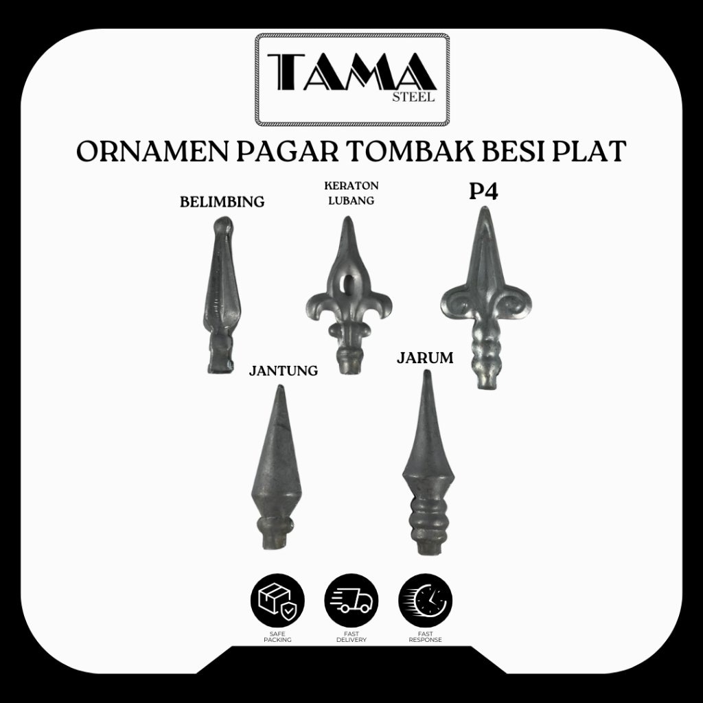 ORNAMEN PAGAR TOMBAK BESI PLAT | AKSESORIS PAGAR BESI PLAT MOTIF TOMBAK