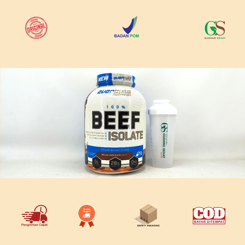 Manado Everbuild 100% Hydrolyzed Beef Protein Isolate 4 Lbs / 1,8 Kg Free Shaker
