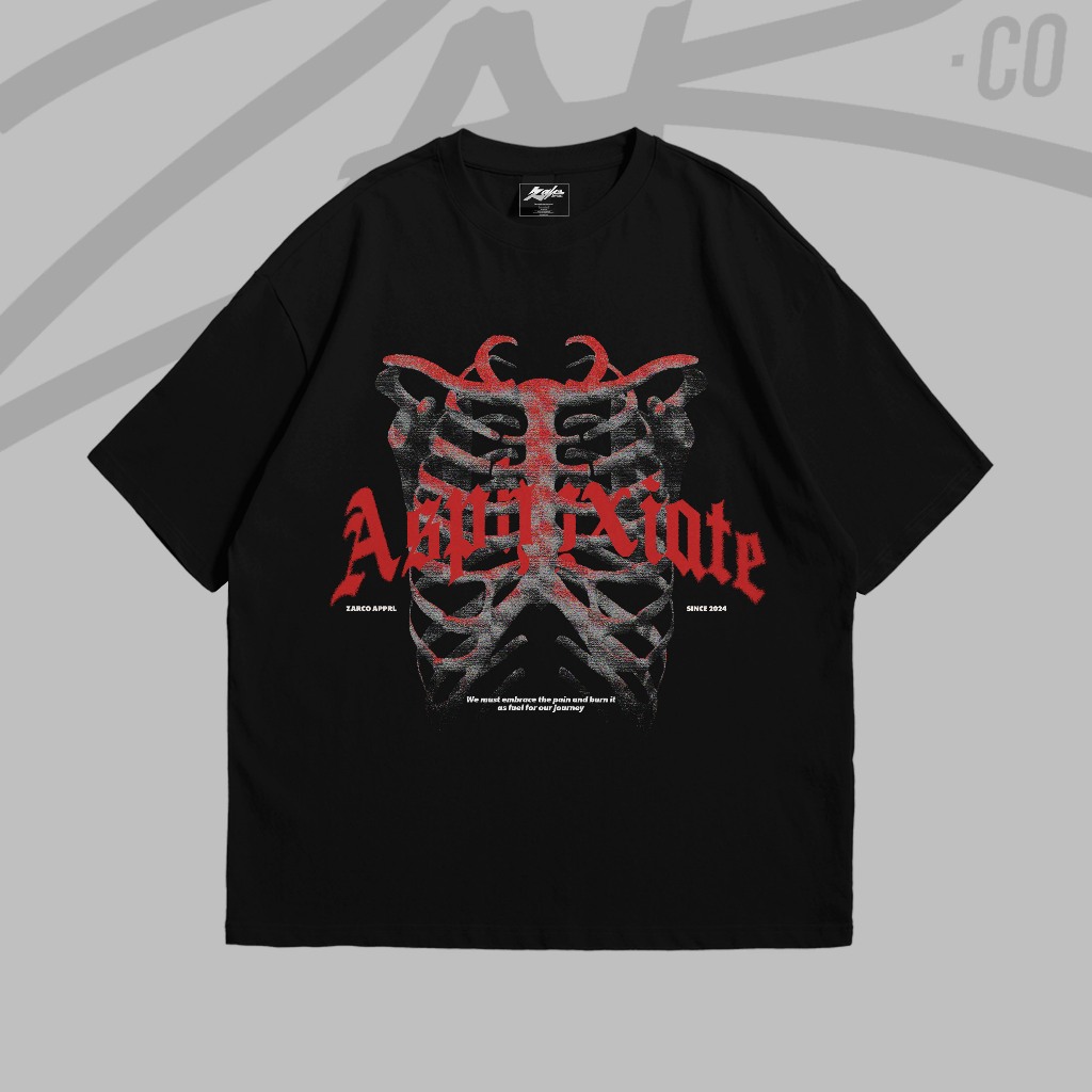 Zarco - Oversize Shirt Asphyxiate | Kaos Skena OOTD | T-shirt Asphyxiate Graph Unisex 24s