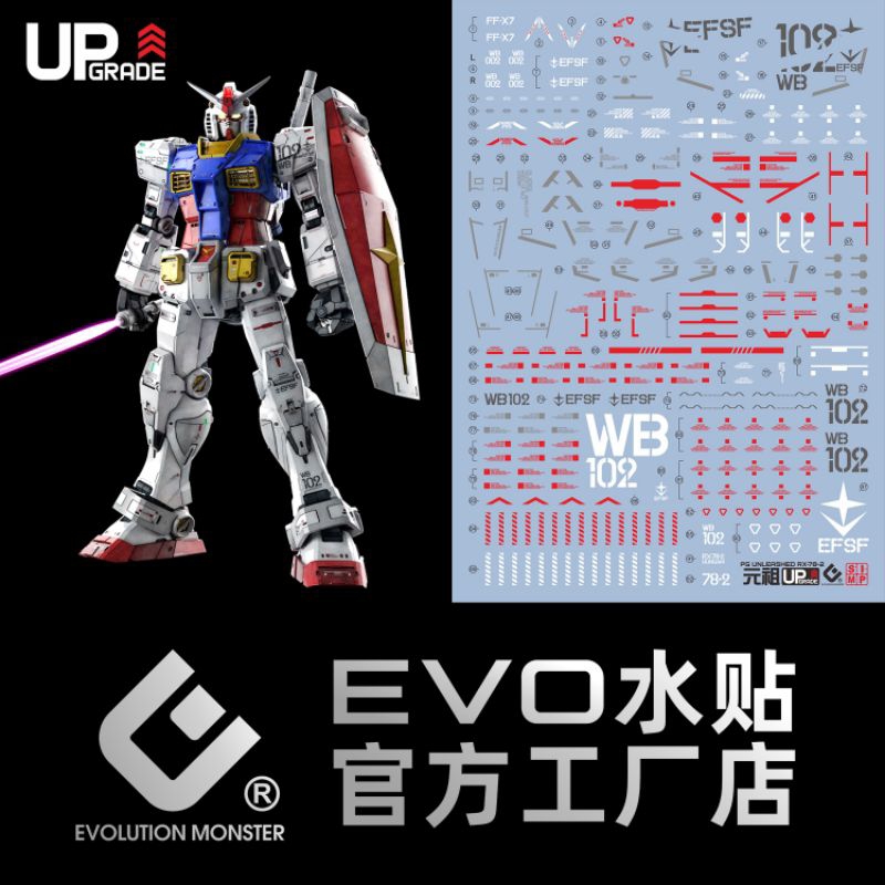 PG UNLEASHED RX-78-2 GUNDAM WATER DECAL EVOLUTION MONSTER