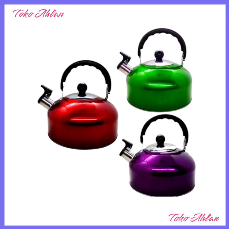 Teko Siul 3 Liter Bahan Stainless Steele Warna Merah Air Mendidih Bunyi