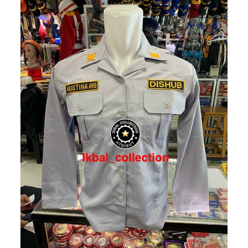 Kemeja DISHUB WANITA SERAGAM PDL DISHUB WANITA baju abu panjang cewek Seragam Abu DISHUB PANJANG WAN