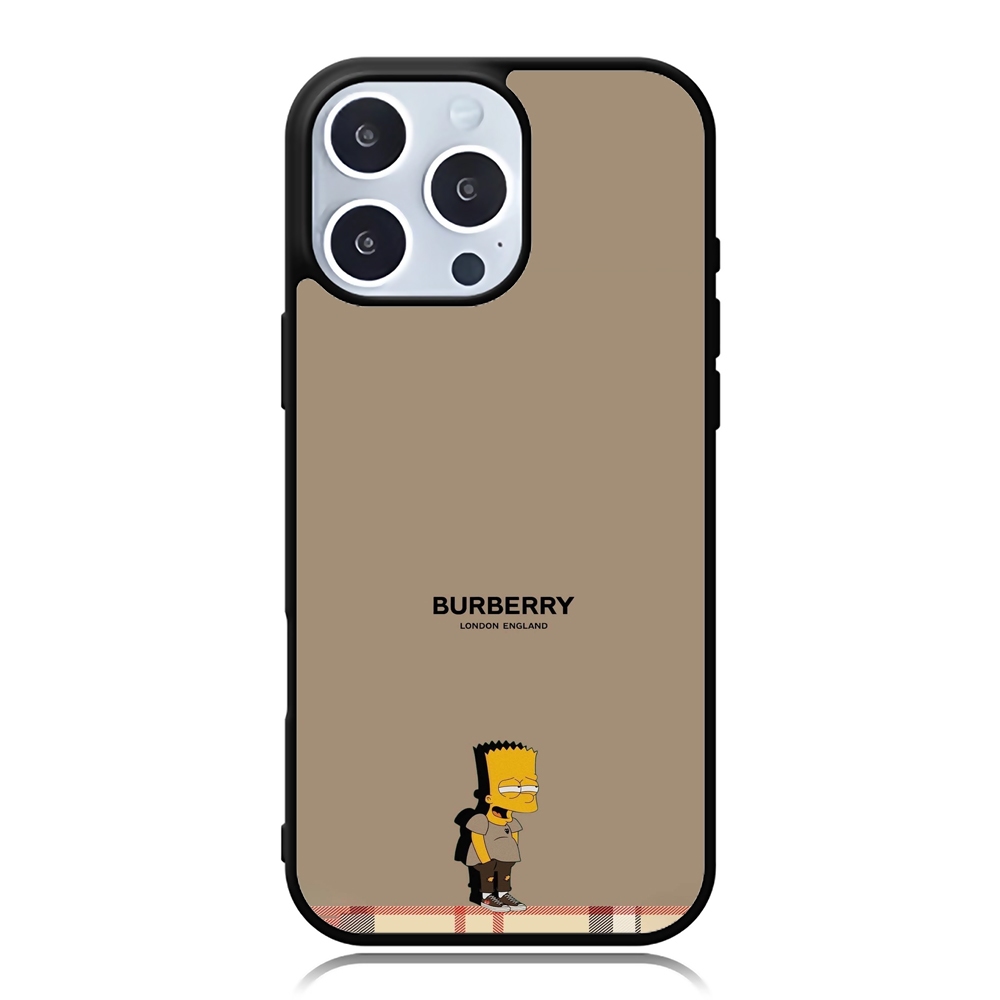 Case iPhone 17 16 15 14 13 12 11 8 7 6 5 Xs XR Mini Plus Pro Max TPU Softcase Bart Simpson Burberry