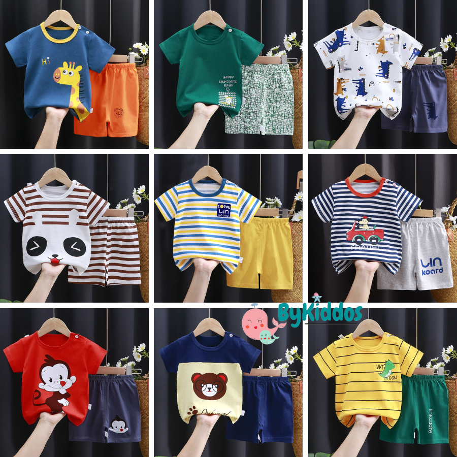 ByKiddos - Setelan Baju Bayi / Baju Anak Laki-laki / Baju Bayi Lengan Pendek PART 1
