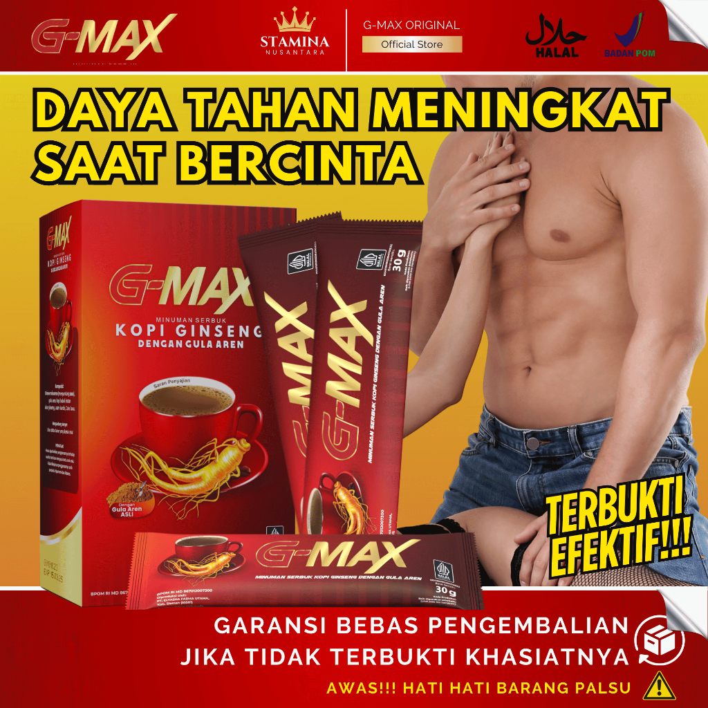 

GMAX COFFEE Minuman Kopi Gingseng Stamina Pria Tahan Lebih Lamaa Original BPOM Halal - GMAX Kopi Gingseng Dengan Extra Gula Aren