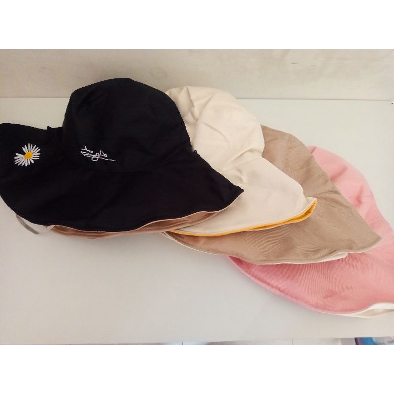 Topi pantai/topi santai/topi bundar/topi outdoor wanita estetik