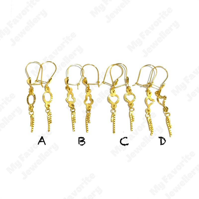 Anting Italy Gantung Setengah Graman Emas Asli Kadar 700