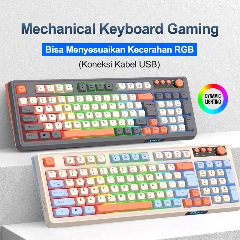 Keyboard Gaming Mechanical RGB 98 Keys Tautan Kabel USB Cocok Untuk Game dan Kantor