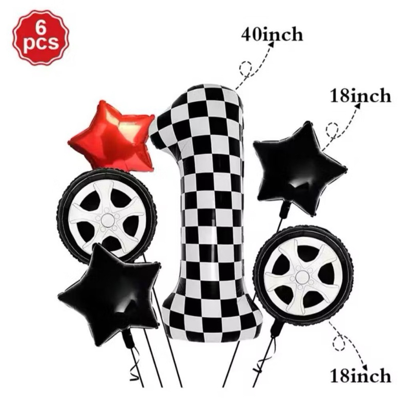 6pcs PAKET BALON PELEK BINTANG ANGKA KOTAK