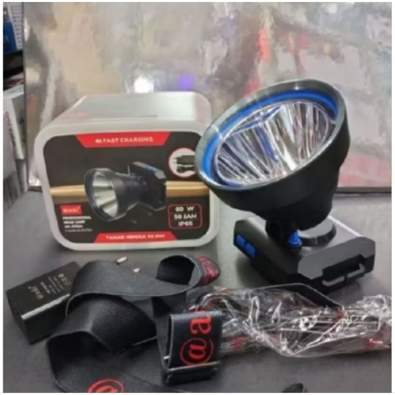 Senter Kepala Aoki 3702 Senter Kepala Aoki 60 Watt Ring 88 mm 9000 mah Tahan Hingga 50 Jam