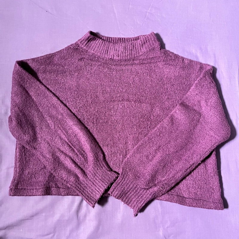 PRELOVED - Earth Music & Ecology Sweater Crop Ungu Tua