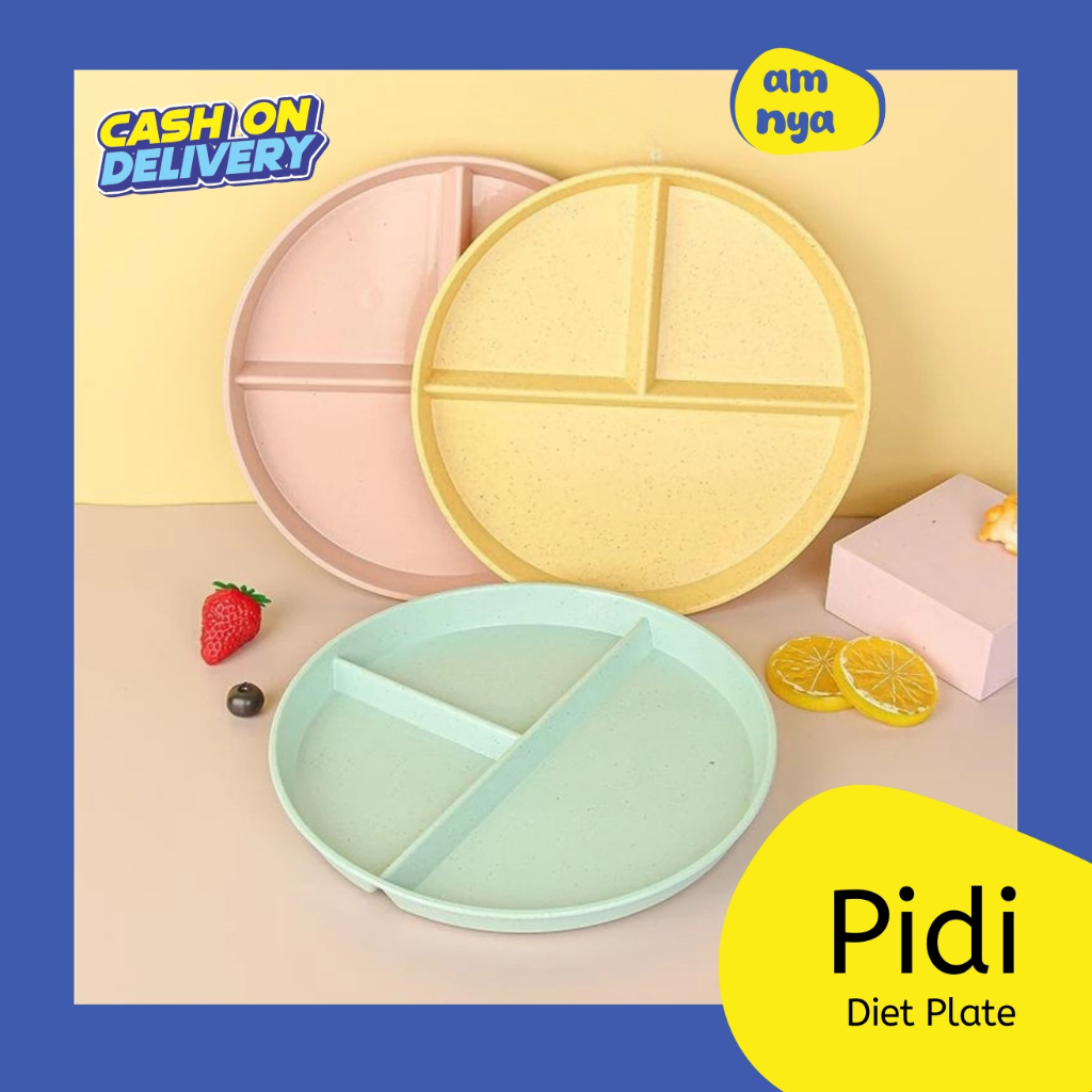 【AMNYA】PIDI Piring Diet 3 Sekat Piring Makan Anak Dewasa | Diet Plate