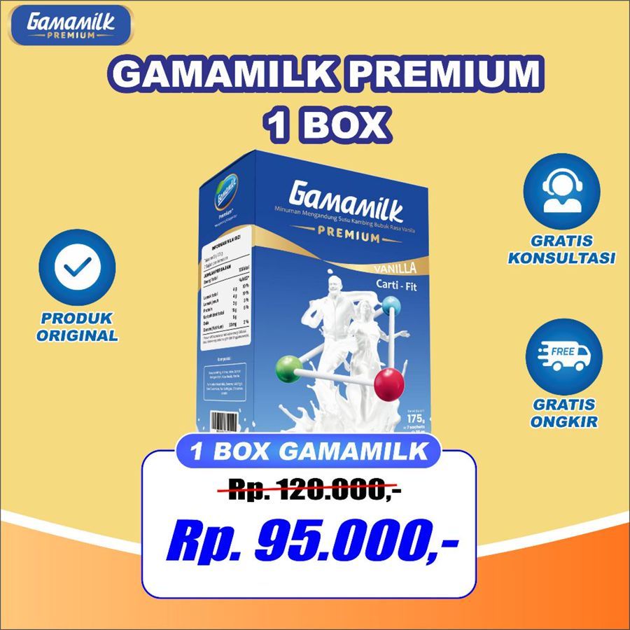

GAMAMILK PREMIUM - (1 BOX) Susu Kambing Etawa Obat Nyeri Sendi dan Asam Urat