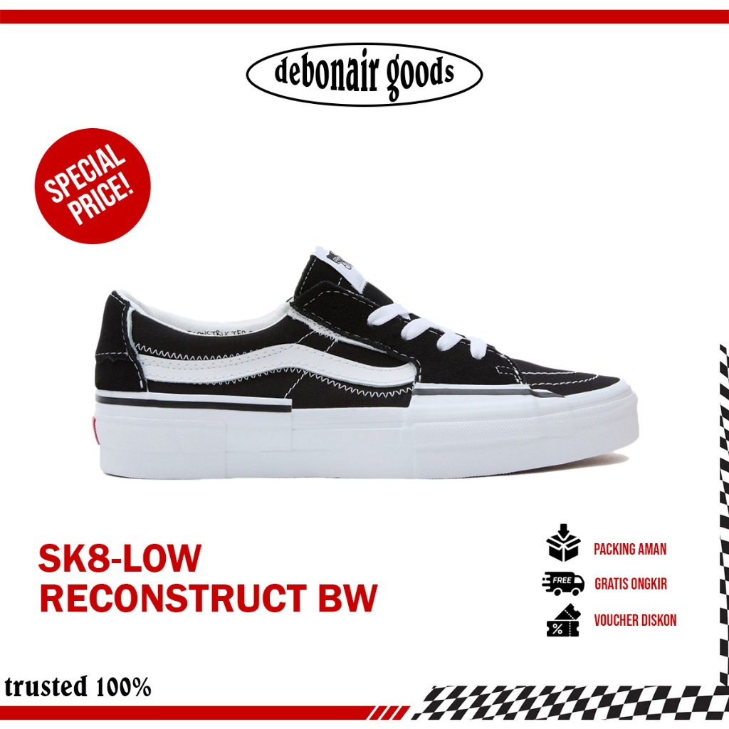 VANS SK8 LOW RECONSTRUCT BLACK WHITE ORIGINAL