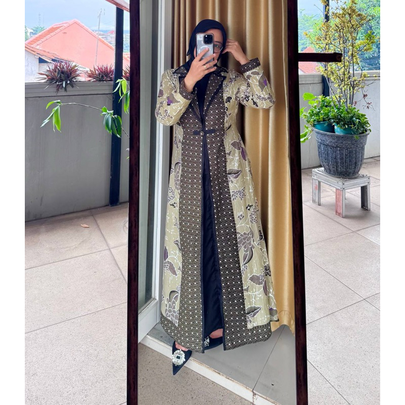 GAMIS KATUN BLAZER BATIK DUA LAYER WANITA KEKINIAN