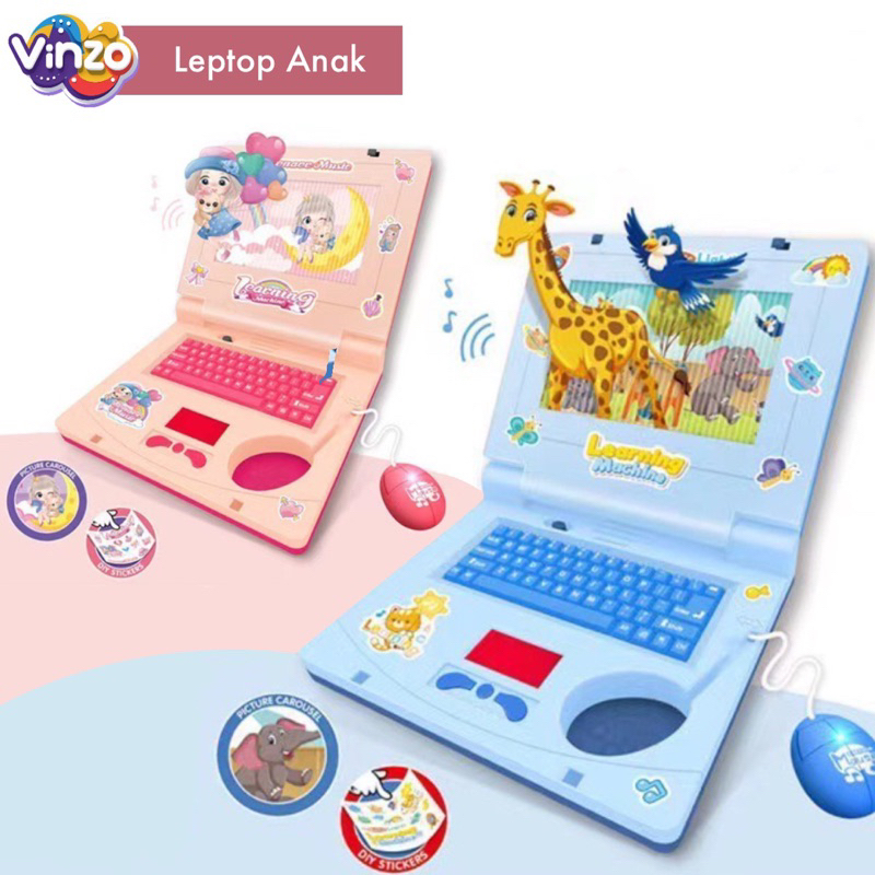 VINZO - Mainan Laptop Anak - Mainan Laptop Musik Anak - Mainan Laptop Puzzle Learning Machine - Main