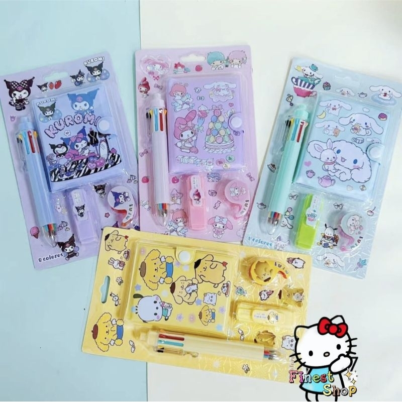 

Pulpen Set Buku Memo Alat Tulis ATK Cinnamoroll Mini Selotape Melody Highlighter Kuromi Pulpen Anak SD SMP SMA 6 warna Pen Cetek