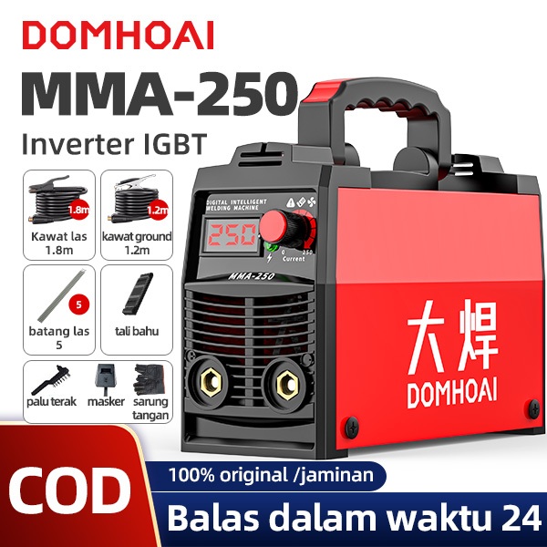 DOMHOAI Mesin Las MMA-250 IGBT Las Listrik Inverter Mesin Las Tampilan Digital Definisi Tinggi Porta