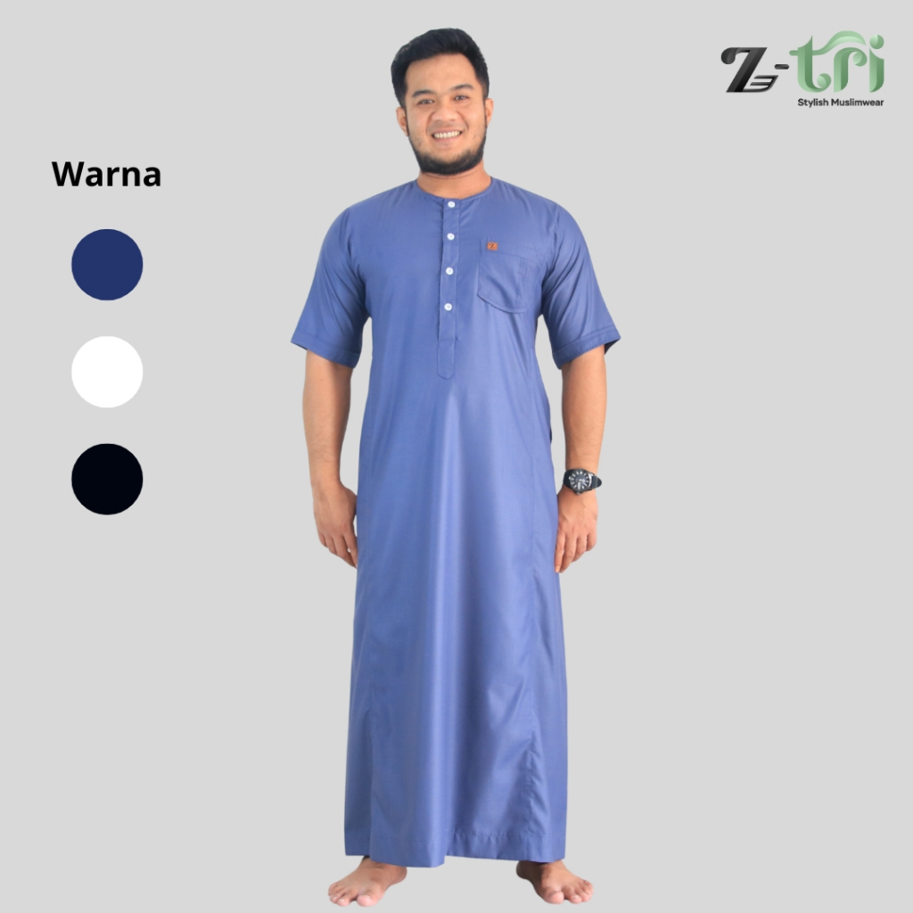 Ztri Gamis Mesir Pria Dewasa Jubah Model Tanpa Kerah Kekinian
