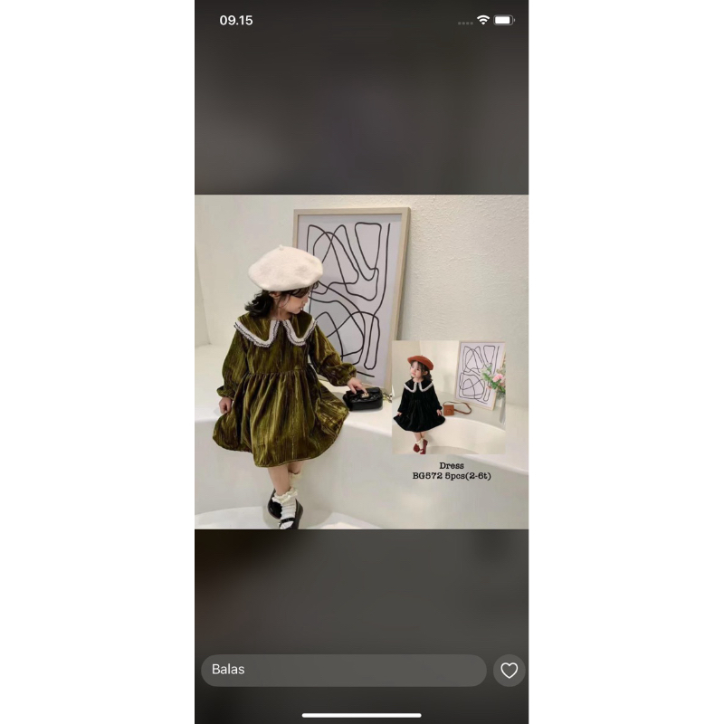 NEW.Dress Bludru Anak