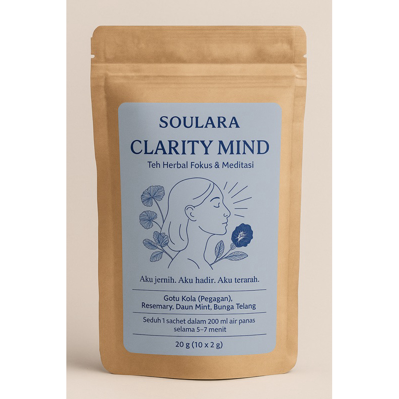 

Teh Herbal Penambah Fokus & Konsentrasi – Soulara Clarity Mind (10x2g)