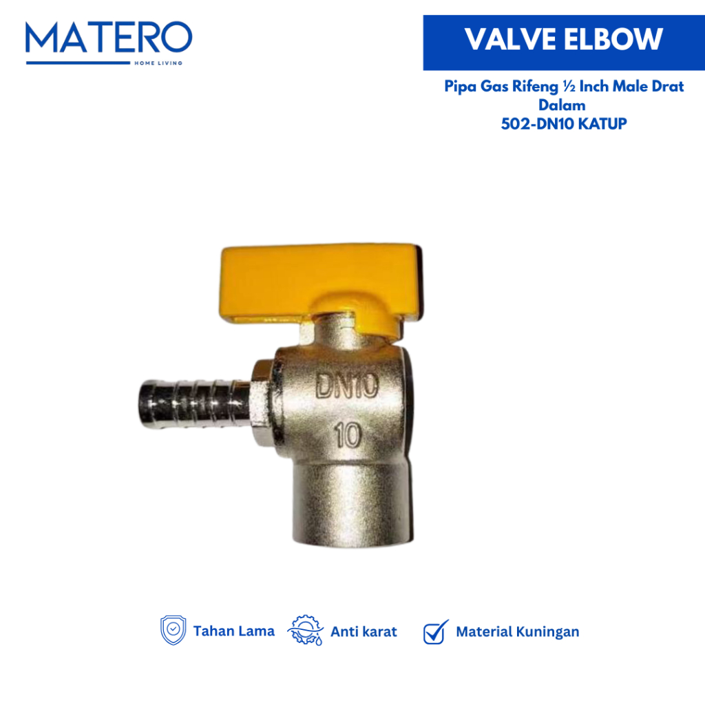 Valve Elbow Pipa Gas Rifeng ½ Inch Male Drat Dalam 502-DN10 KATUP