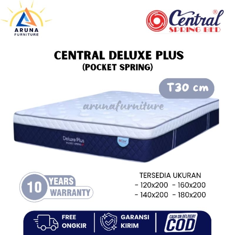 Springbed Central Deluxe Plus Tebal 30 cm Kasur Spring Bed Central Pocket Spring