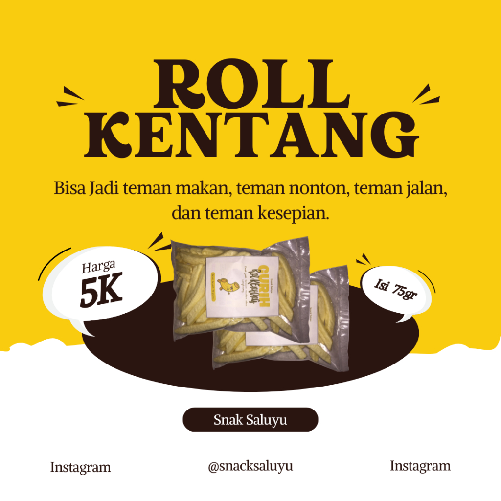 

Roll Kentang 75 Gram Makanan Ringan Snack Jajanan Ringan Teman Ngemil Teman Nonton