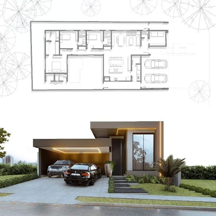 Design 3D rumah modern minimalis 1 lantai full furnish
