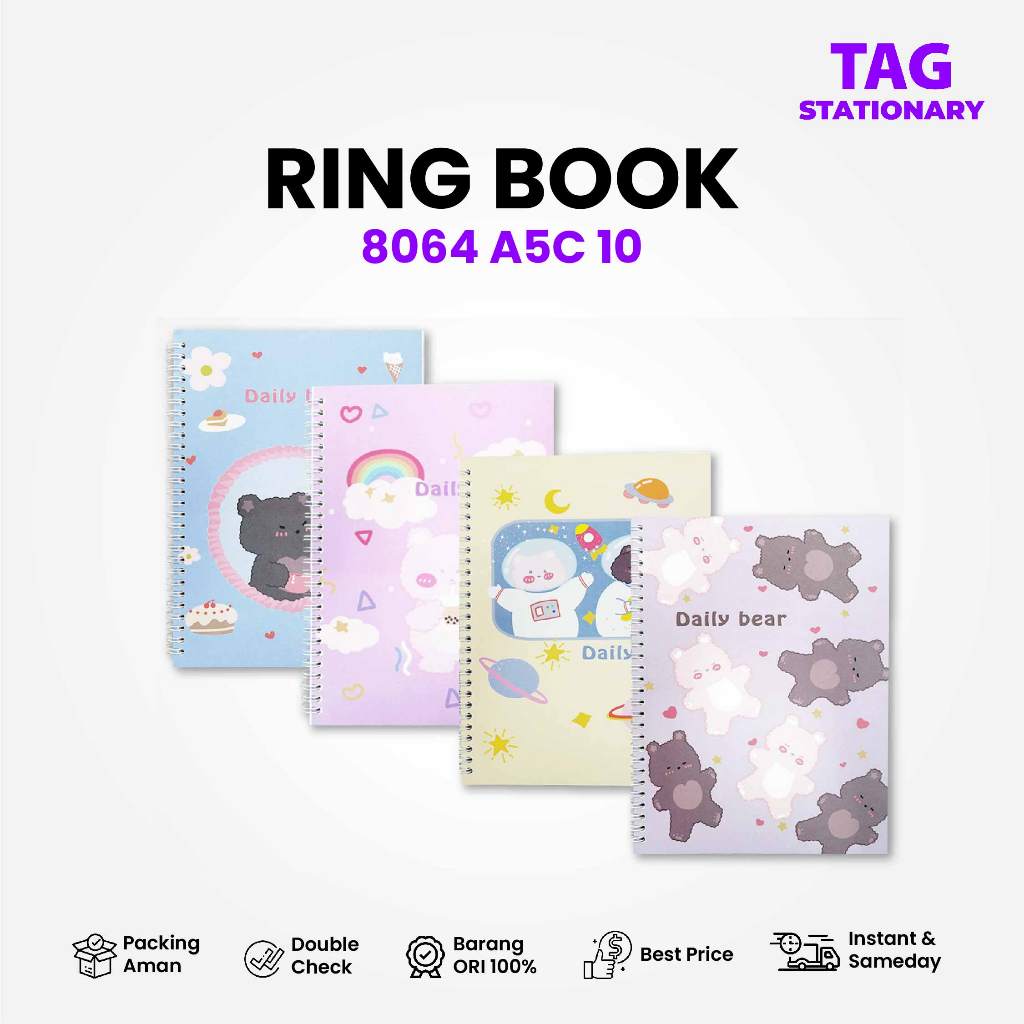 

GREEBEL RING BOOK 8064 A5C 10 /Agenda/Planner Lucu unik/Buku Catatan Spiral ring book 60 halaman