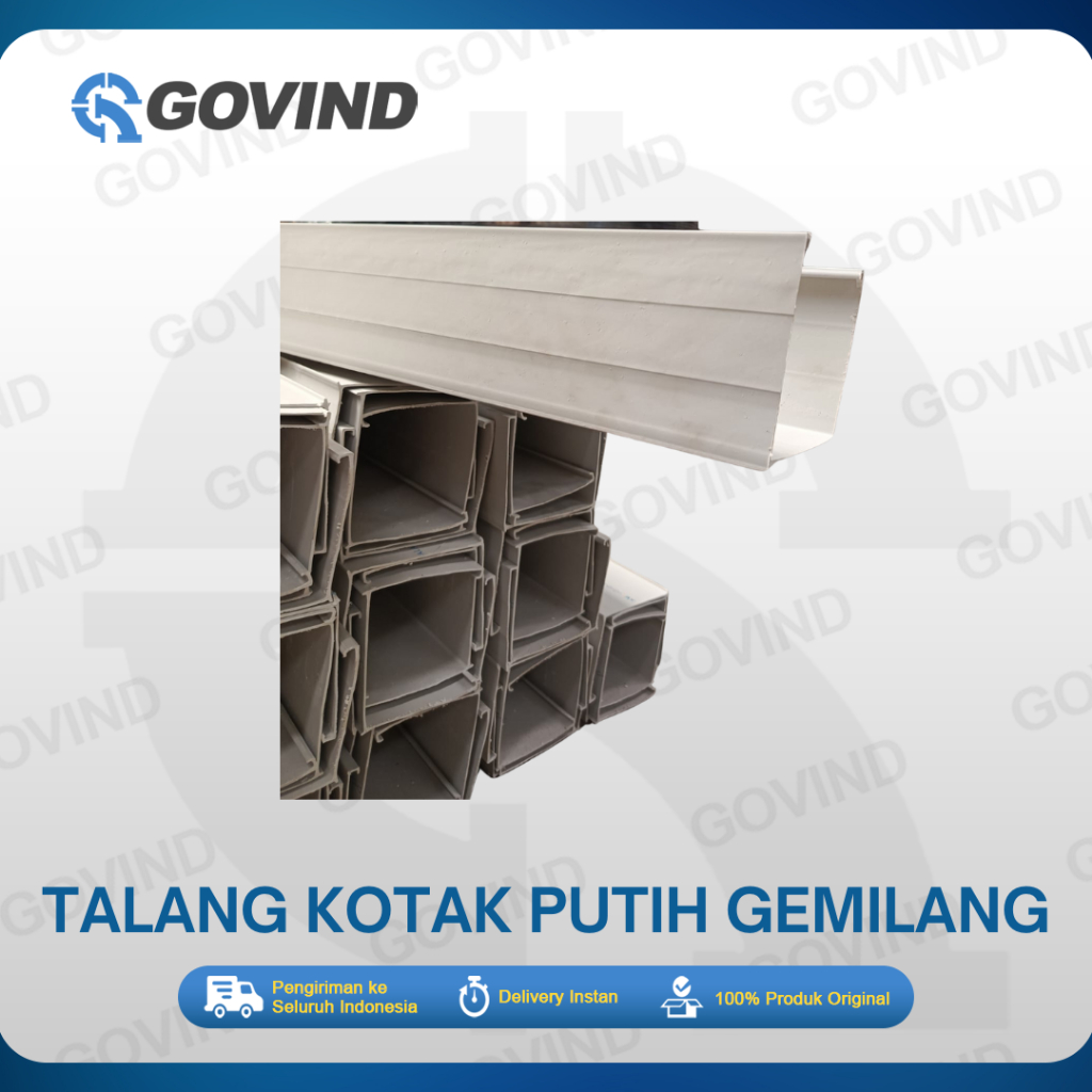 TALANG KOTAK PUTIH / TALANG KOTAK PVC EKONOMIS MERK GEMILANG 4” – 4 METER PER BATANG