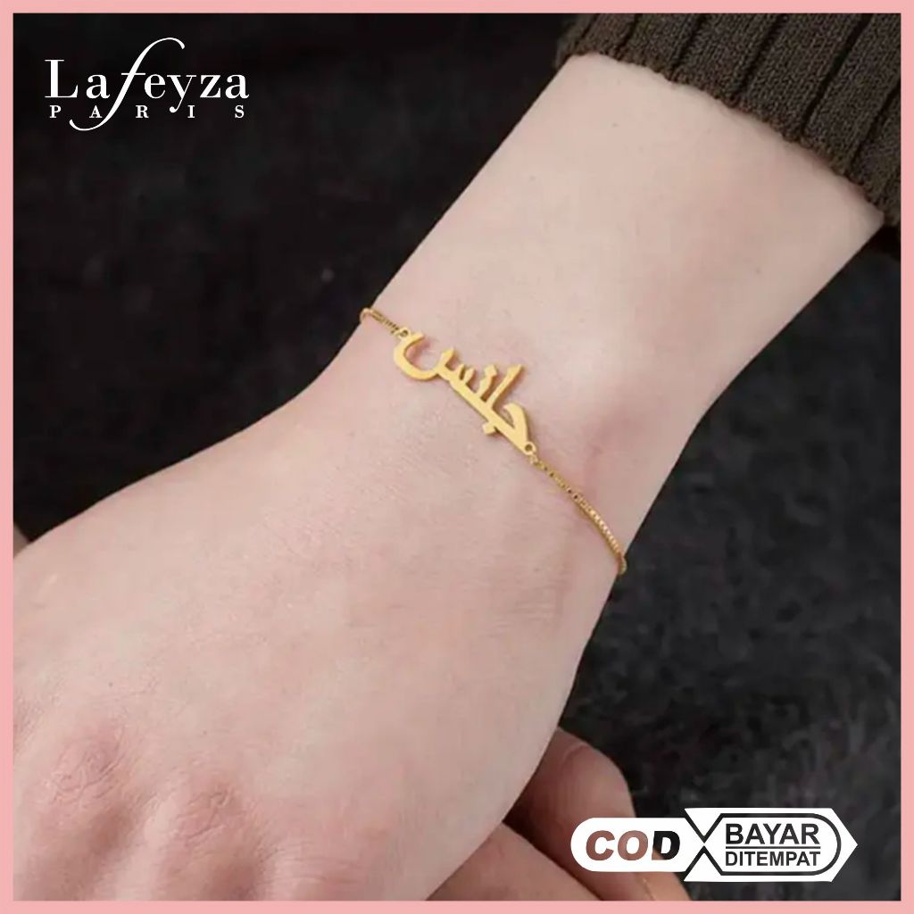 Gelang Nama Huruf Arab Anti Luntur Anti Karat Titanium Anak dan Dewasa