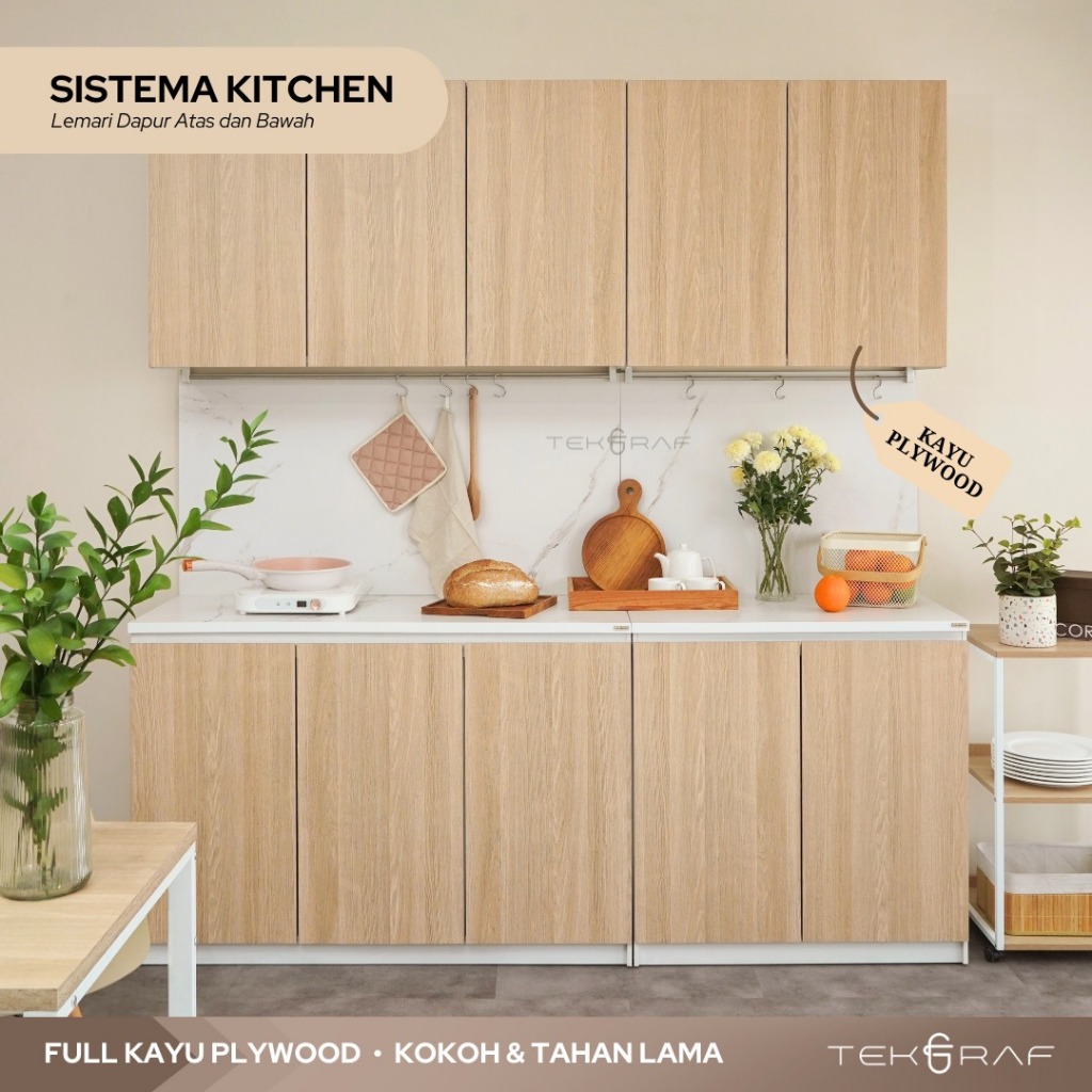 Tekgraf Sistema Kitchen - Kabinet Atas  Unit FULL KAYU Lemari Dapur Minimalis Lemari Sayur dengan Ki