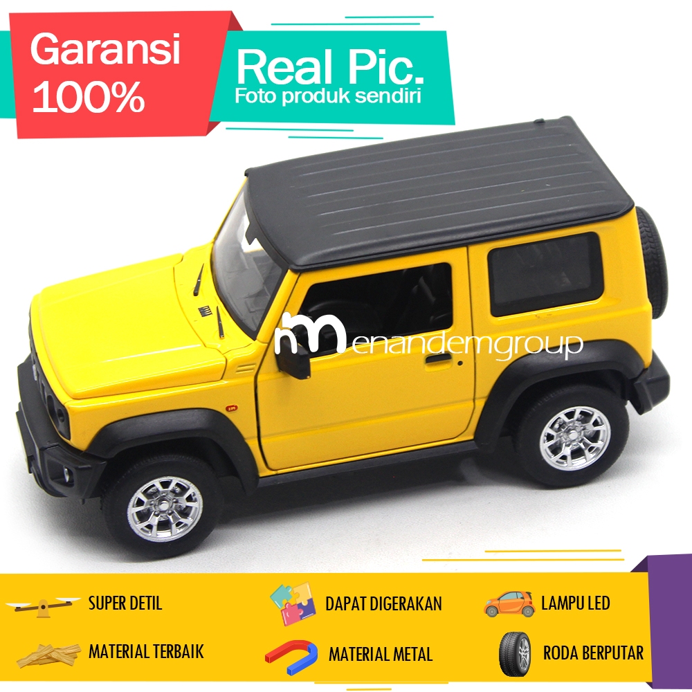 Diecast Miniatur Mainan Mobil Jeep Suzuki Jimny Besi Metal LED