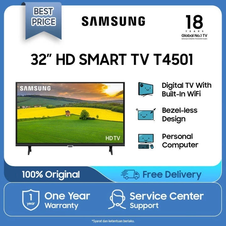 [KARGO] Samsung 32 Inch Smart TV Digital LED TV | 32T4501 | UA32T4501 | Browser/Netflix/YouTube | T4
