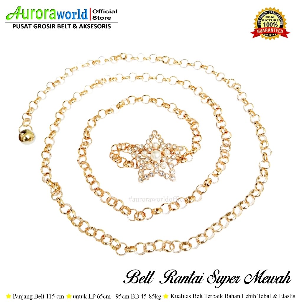 Auroraworld Ikat Pinggang wanita fashion / belt rantai ikat pinggang rantai untuk dress gesper perem