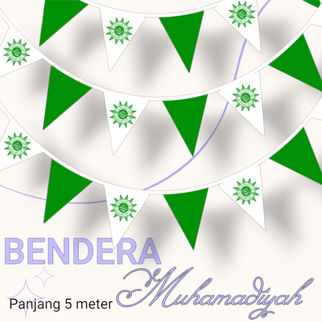 Bendera Muhammadiyah model Segitiga Gantung Panjang 5 meter Kain Parasut tahan Air