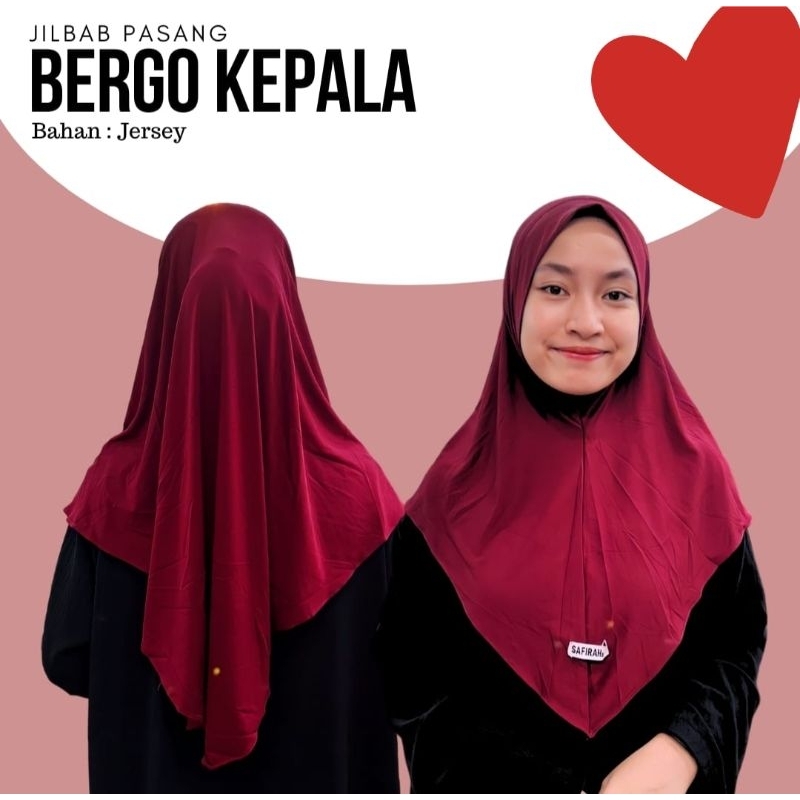 Hijab Instan Bergo Kepala | Jilbab pasang Bergo Uk. M