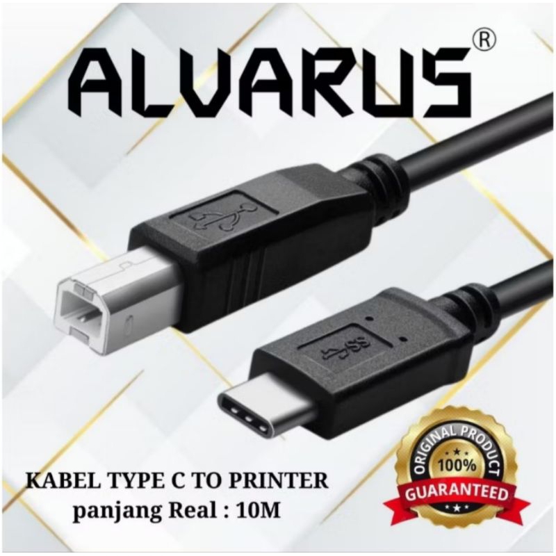 Kabel Type C ke Printer Kabel Type C USB C ke Printer Alvarus Kabel USB-C to USB-B 2.0 Printer Kabel
