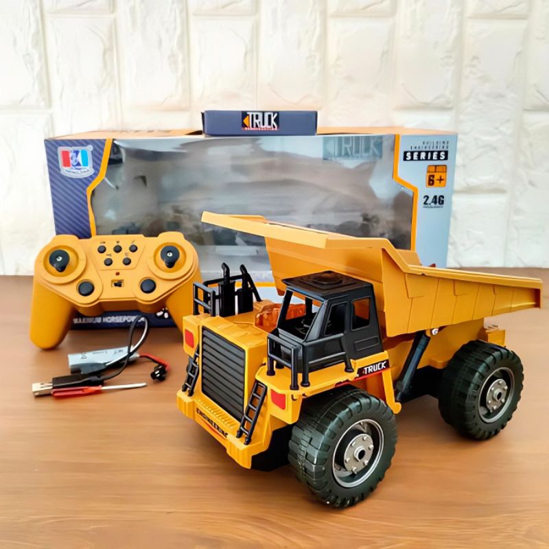 RC Dump Truck Remote Control Truk Tambang Ukuran Besar 2.4 GHz Baterai Cas - Mainan Mobil Remot Kont