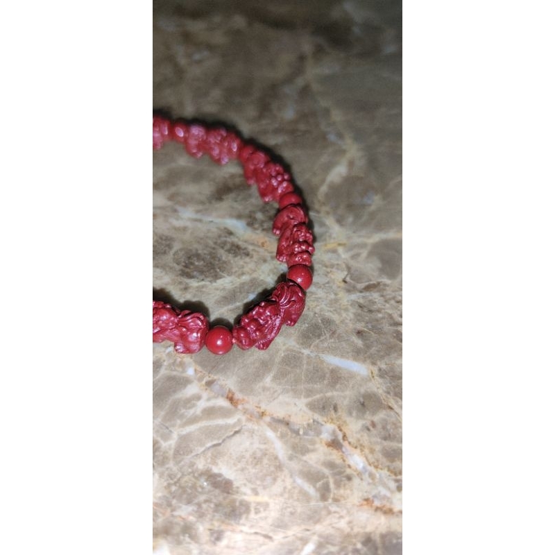 Gelang Cinabar Pixue carving 6mm natural stone